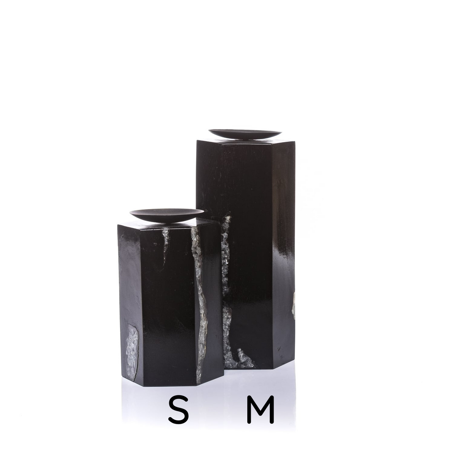 Portacandele neri in legno - Asmat Design