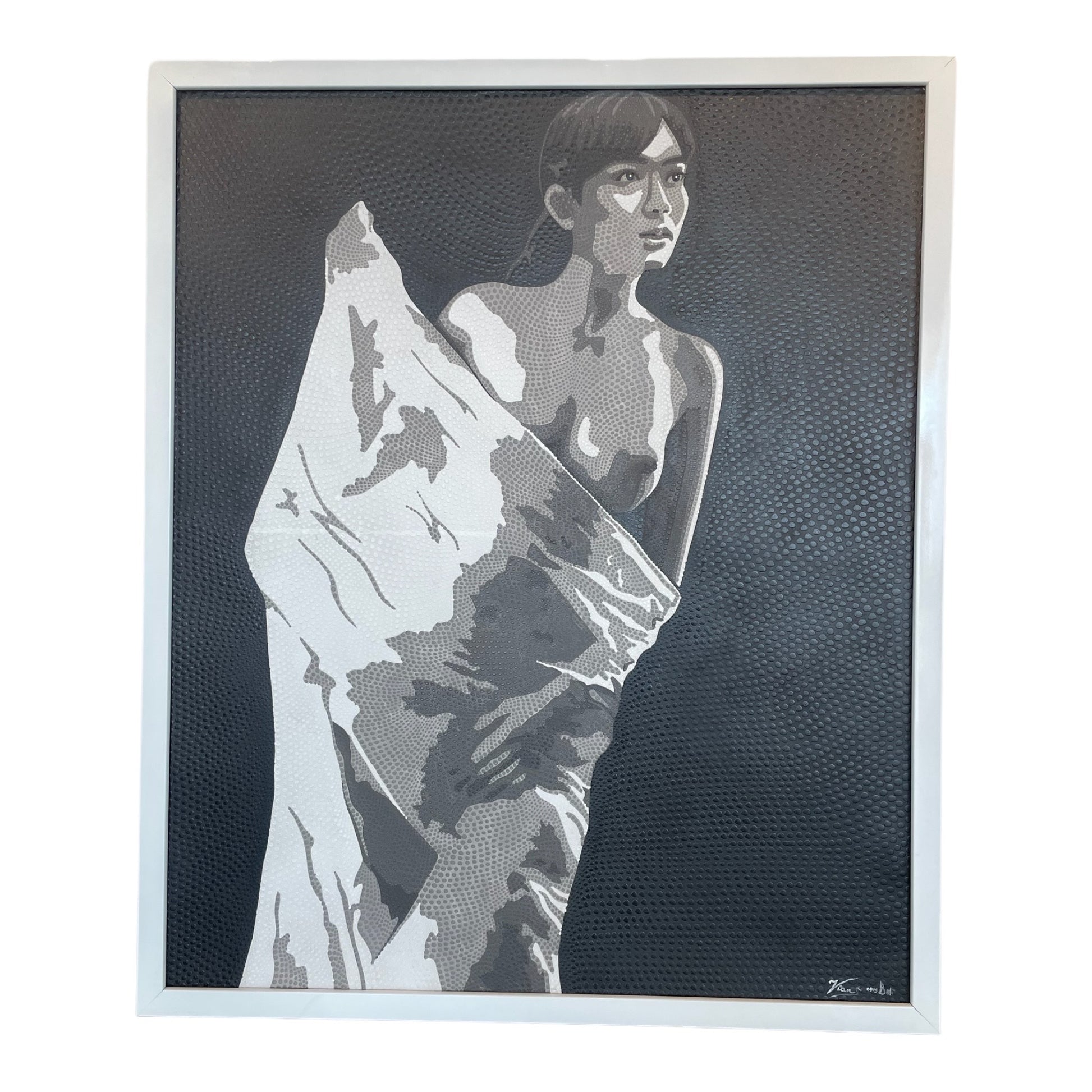 Quadro di soggetto femminile con tecnica aborigena - Asmat Design