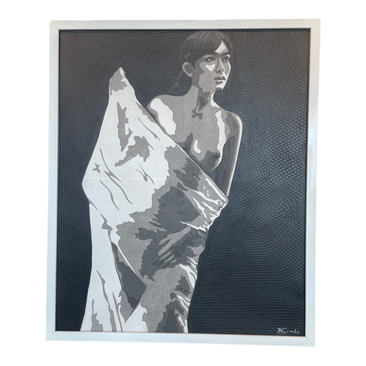 Quadro di soggetto femminile con tecnica aborigena - Asmat Design