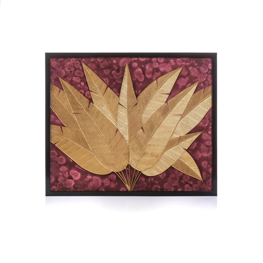 Dipinto con foglie in metallo Asmat