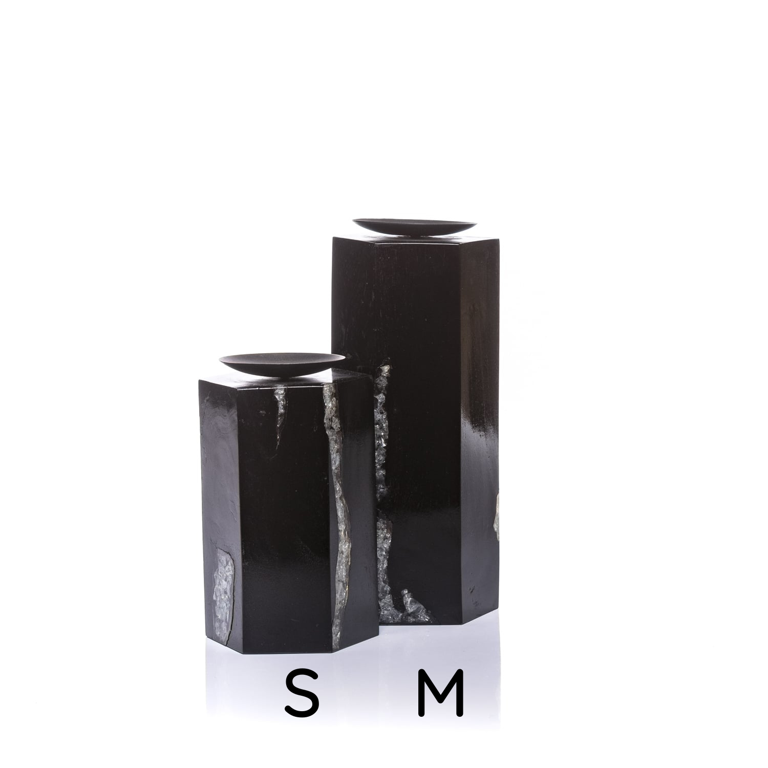 Portacandele neri in legno - Asmat Design