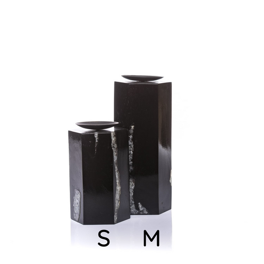 Portacandele neri in legno - Asmat Design